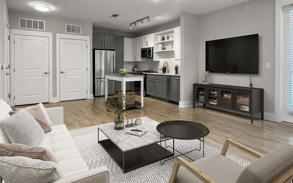 A2 - 1 bedroom floorplan layout with 1 bathroom and 709 square feet (Kitchen, 2D)