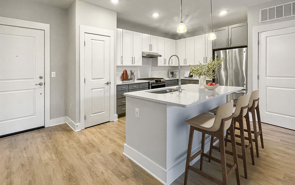 B2 - 2 bedroom floorplan layout with 2 bathrooms and 1084 square feet (Kitchen, 2D)